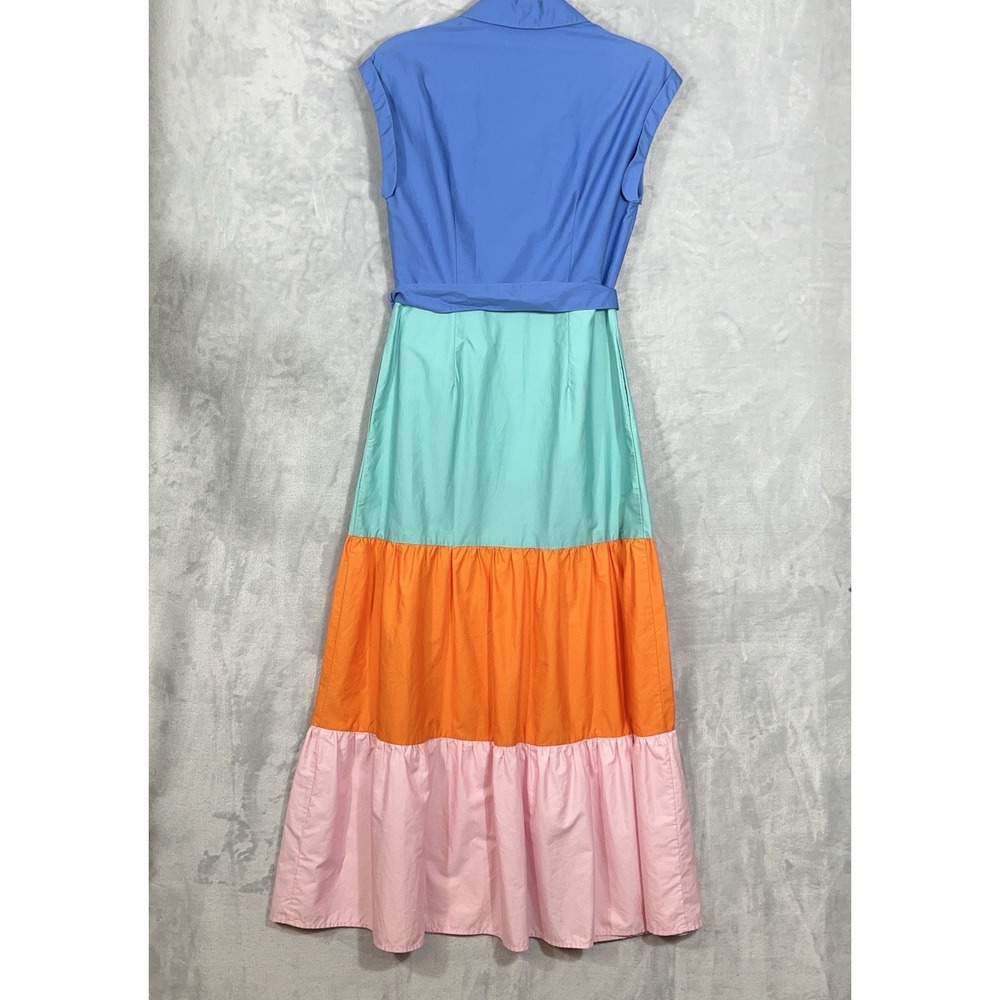 Boden Womens Maxi Dress 2 Color Block 100% Cotton Tiered Alexa Cottagecore - Picture 8 of 14